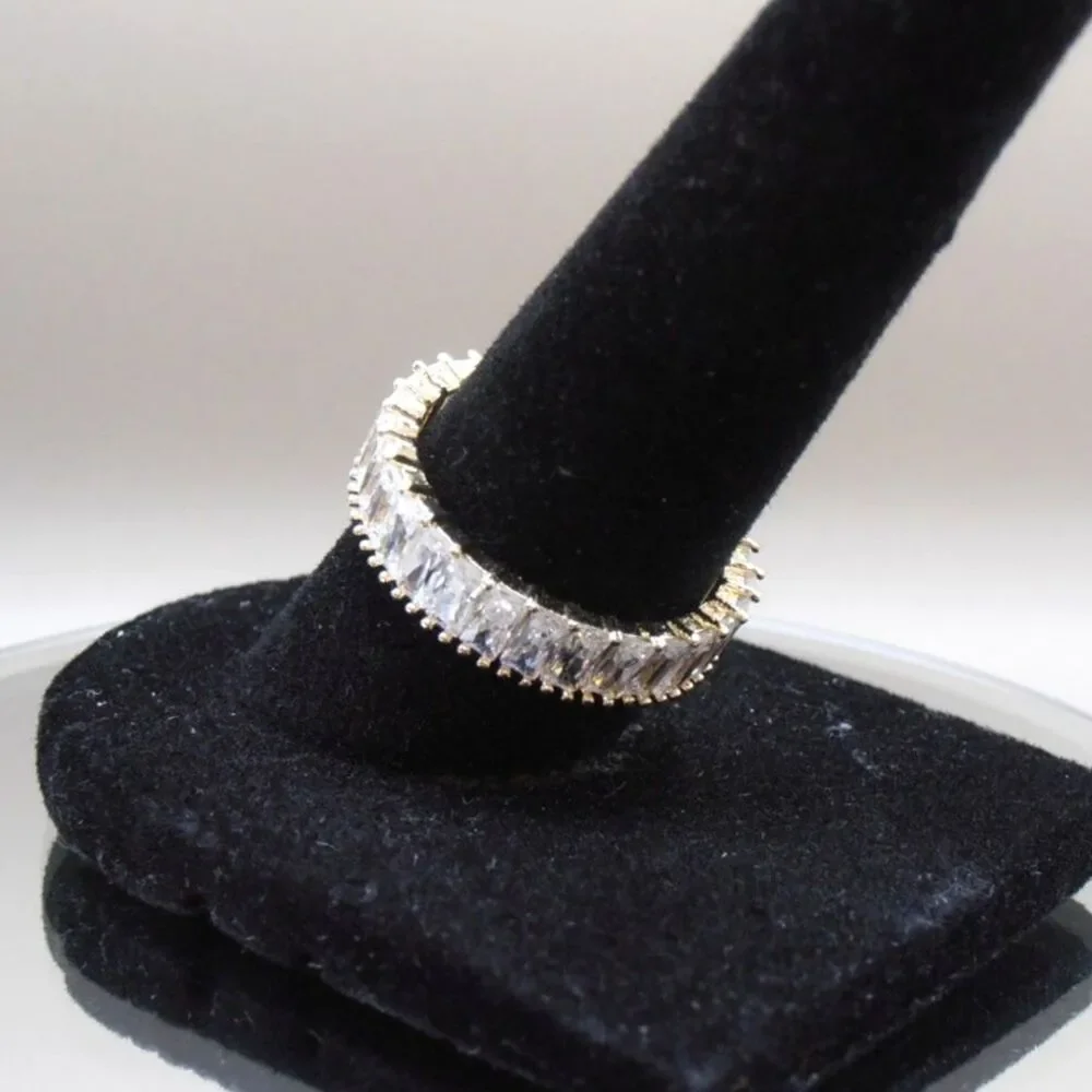 Elegant Gold Tone and CZ Baguette Band - Picture 2 of 5